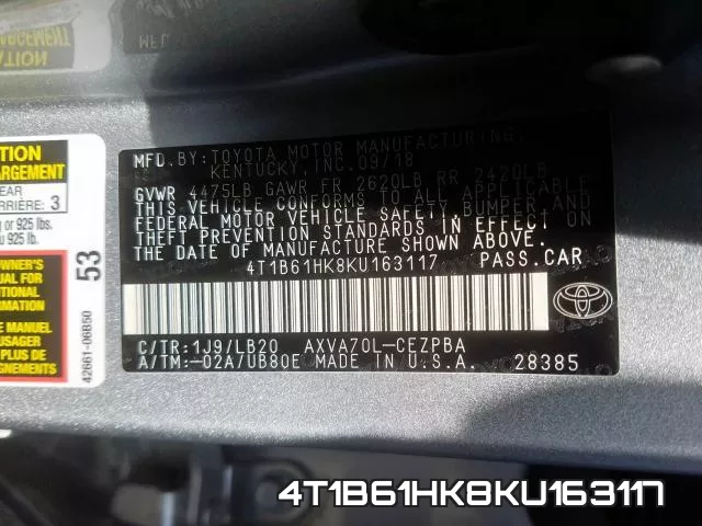 4T1B61HK8KU163117 фото 2