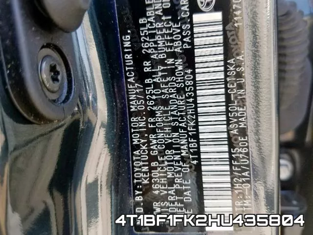 4T1BF1FK2HU435804 фото 2
