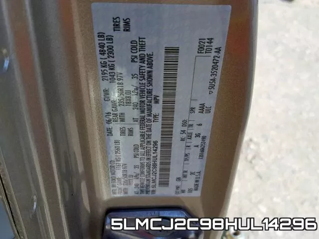 5LMCJ2C98HUL14296 фото 2