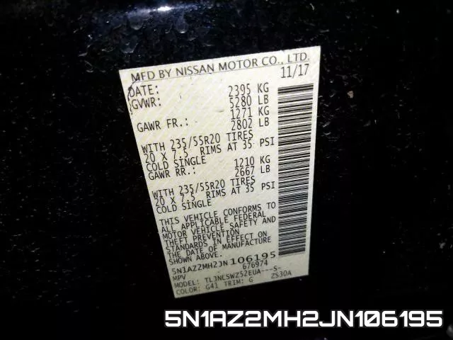 5N1AZ2MH2JN106195 фото 2
