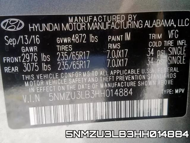 5NMZU3LB3HH014884 фото 2
