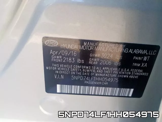 5NPD74LF1HH054975 фото 2