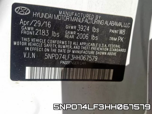 5NPD74LF3HH067579 фото 2