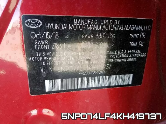 5NPD74LF4KH419737 фото 2