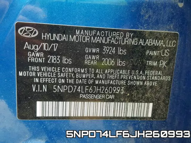 5NPD74LF6JH260993 фото 2