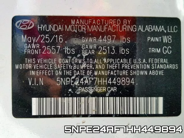 5NPE24AF7HH449894 фото 2
