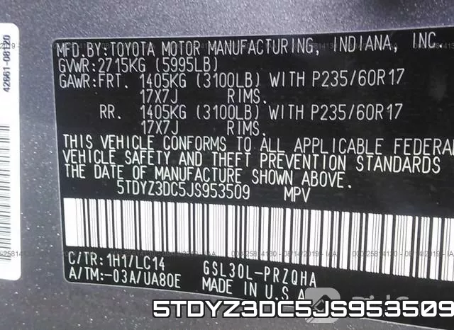 5TDYZ3DC5JS953509 фото 9