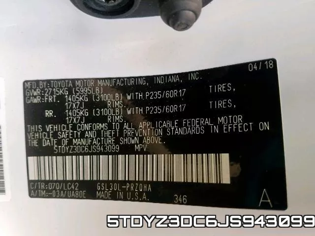 5TDYZ3DC6JS943099 фото 2