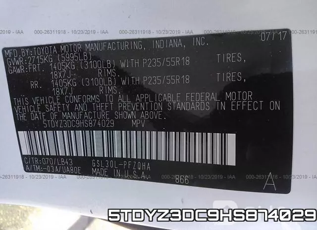 5TDYZ3DC9HS874029 фото 10