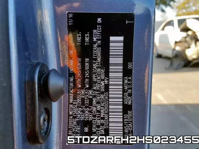 5TDZARFH2HS023455 фото 2