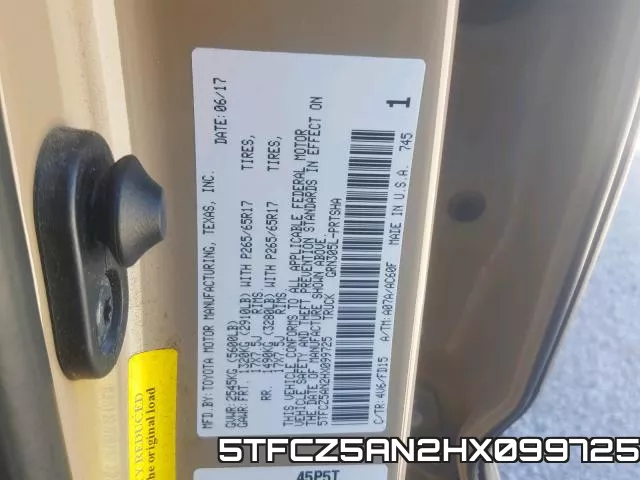 5TFCZ5AN2HX099725 фото 2