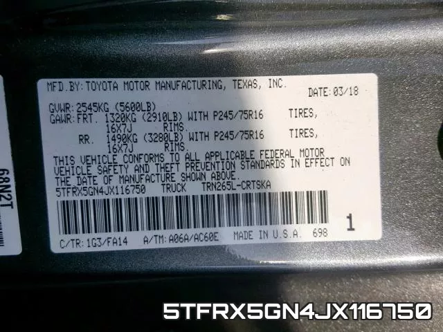 5TFRX5GN4JX116750 фото 2