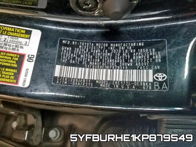 5YFBURHE1KP879549 фото 2