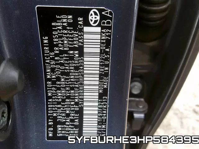5YFBURHE3HP584395 фото 2