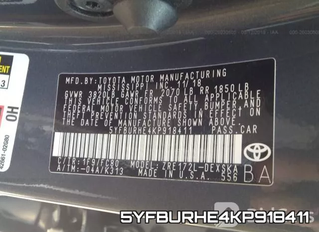 5YFBURHE4KP918411 фото 10