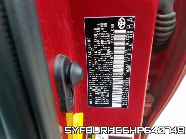 5YFBURHE6HP640748 фото 2