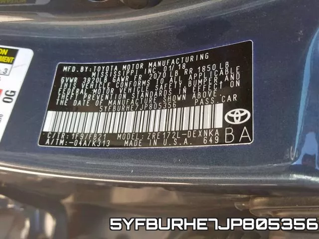 5YFBURHE7JP805356 фото 2