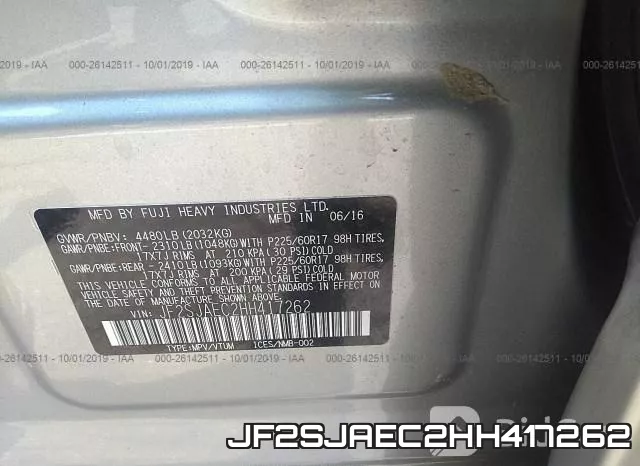 JF2SJAEC2HH417262 фото 9