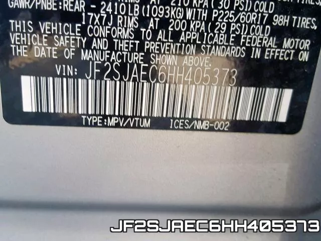JF2SJAEC6HH405373 фото 2