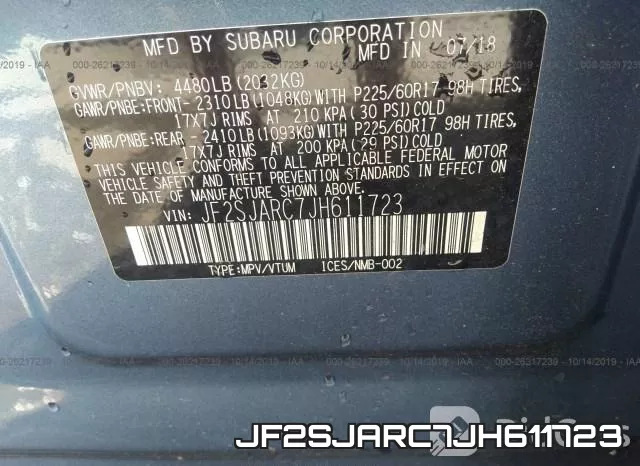 JF2SJARC7JH611723 фото 10