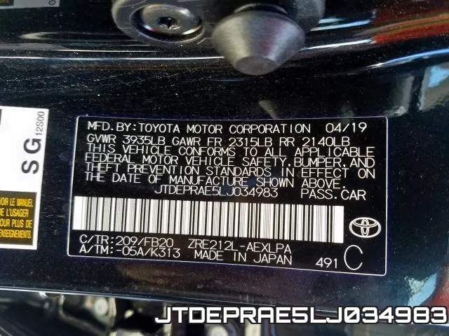JTDEPRAE5LJ034983 фото 2