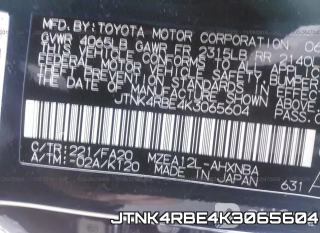 JTNK4RBE4K3065604 фото 10