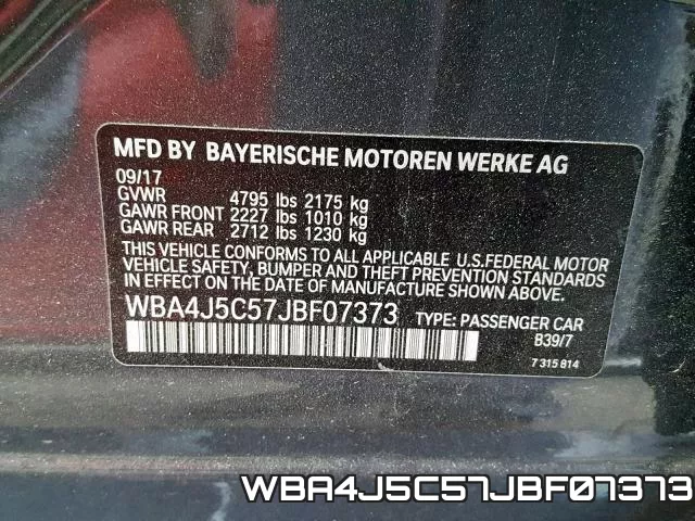 WBA4J5C57JBF07373 фото 2