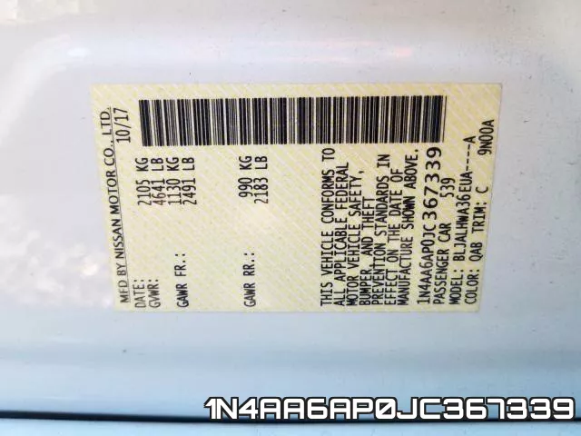 1N4AA6AP0JC367339 фото 2