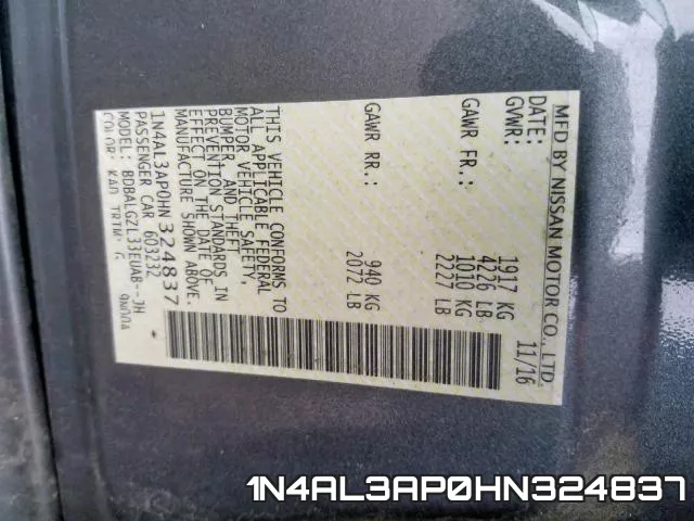 1N4AL3AP0HN324837 фото 2