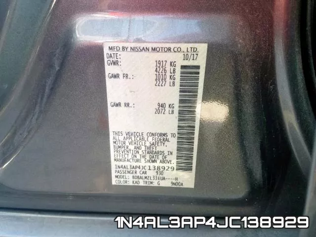 1N4AL3AP4JC138929 фото 2
