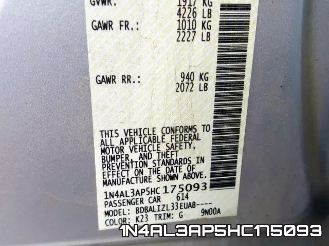 1N4AL3AP5HC175093 фото 2