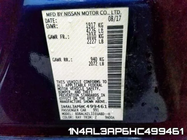 1N4AL3AP6HC499461 фото 2