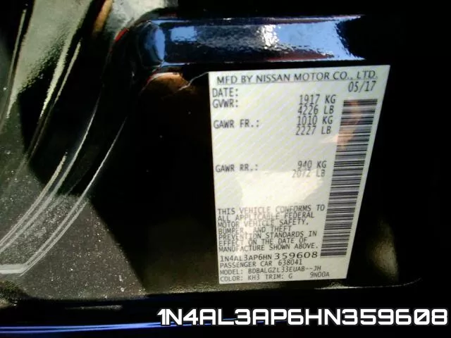 1N4AL3AP6HN359608 фото 2