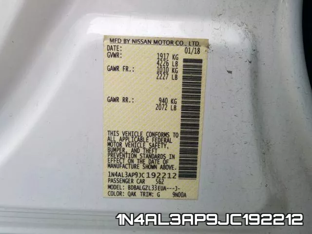 1N4AL3AP9JC192212 фото 2