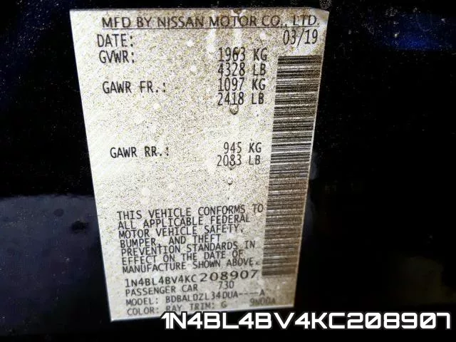 1N4BL4BV4KC208907 фото 2
