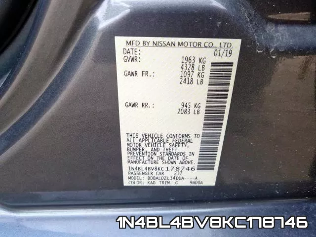 1N4BL4BV8KC178746 фото 2