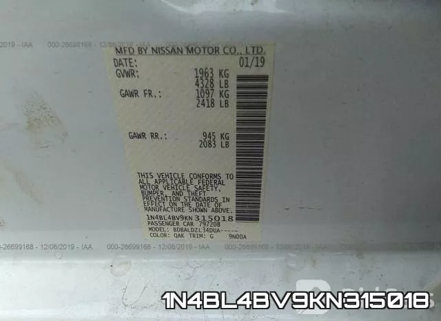 1N4BL4BV9KN315018 фото 10