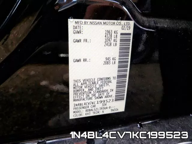 1N4BL4CV7KC199523 фото 2