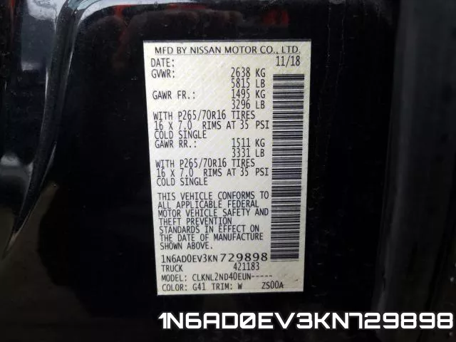 1N6AD0EV3KN729898 фото 2