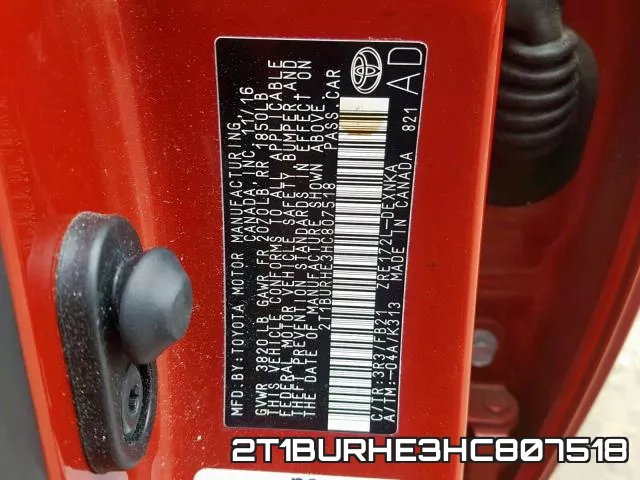 2T1BURHE3HC807518 фото 2