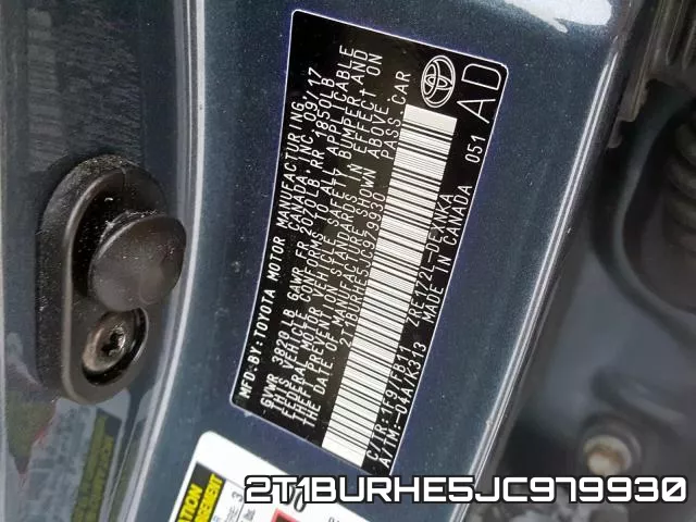 2T1BURHE5JC979930 фото 2