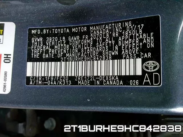 2T1BURHE9HC842838 фото 2