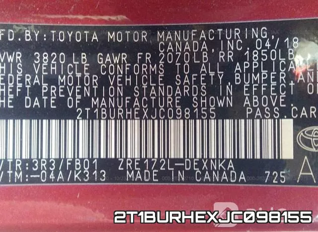 2T1BURHEXJC098155 фото 7