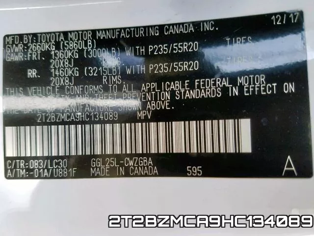 2T2BZMCA9HC134089 фото 2