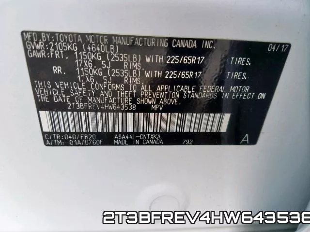 2T3BFREV4HW643538 фото 2