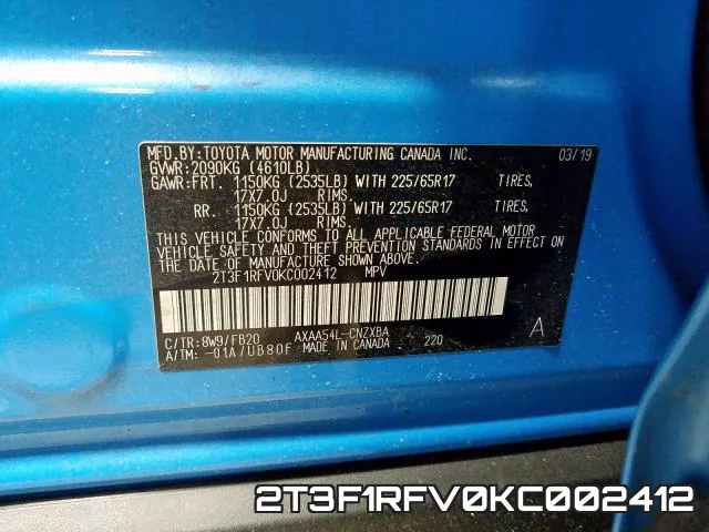 2T3F1RFV0KC002412 фото 2