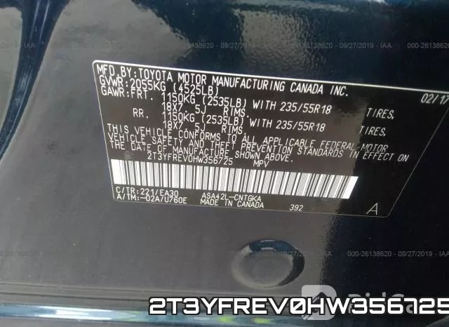 2T3YFREV0HW356725 фото 9