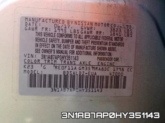 3N1AB7AP0HY351143 фото 2