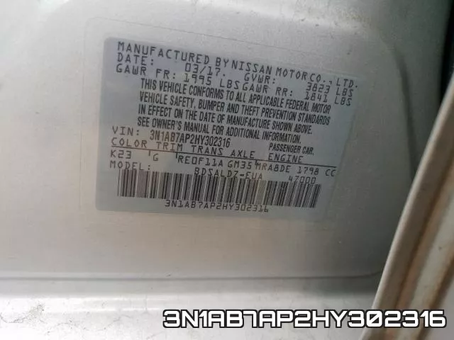 3N1AB7AP2HY302316 фото 2