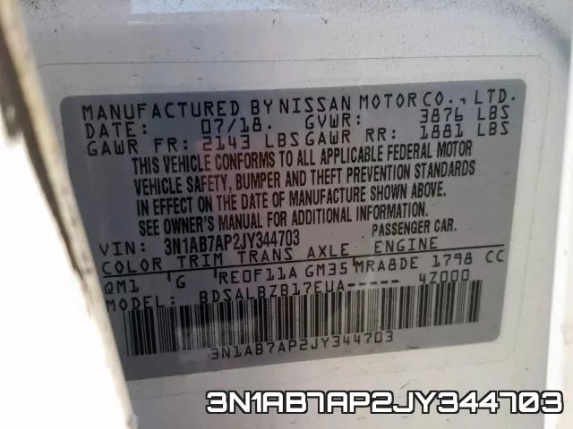 3N1AB7AP2JY344703 фото 2